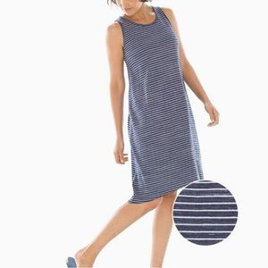 Soma Reversible Cotton Blend Sleeveless Tank Dress Large Blue Navy Striped